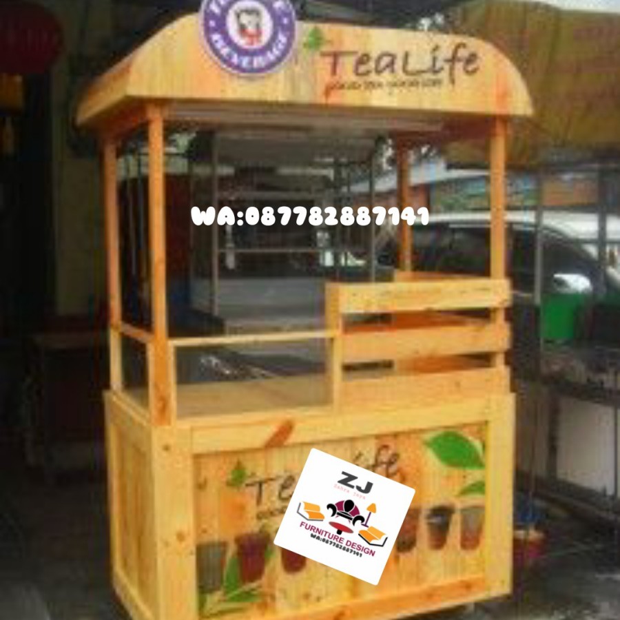 Gerobak buat jualan unik kayu jati belanda - semua warna, All Size